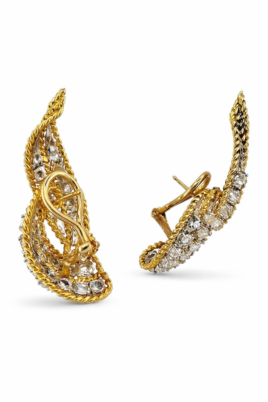18K Yellow Gold and 3.84ct Diamond Earrings