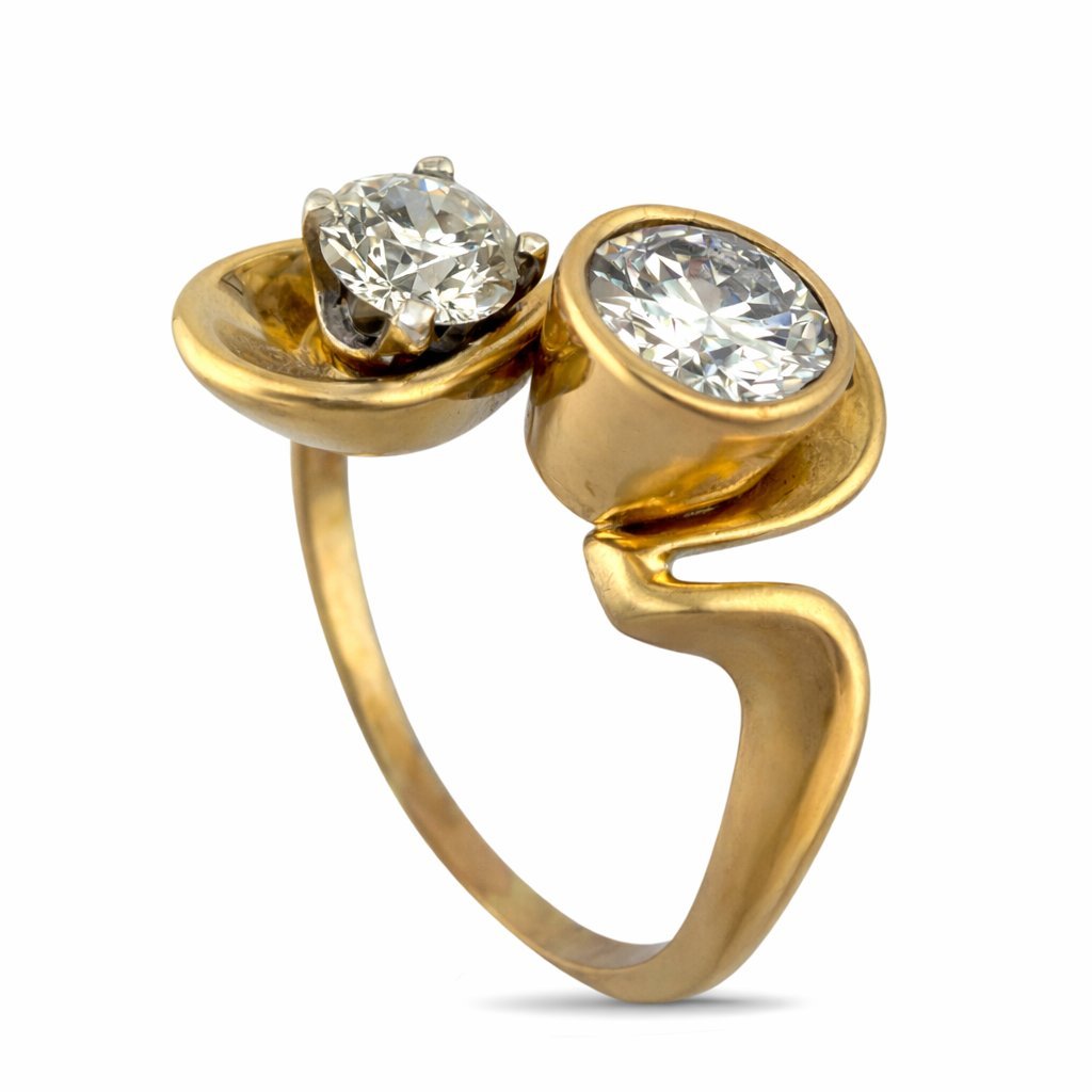 Vintage 14K Yellow Gold 1ct Diamond Swirl Ring