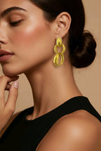 18K Yellow Gold Carved Drop Earrings