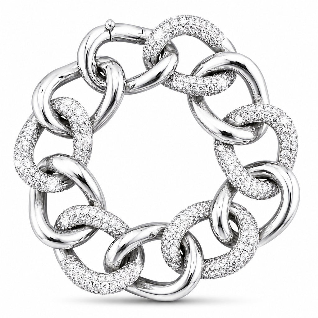 Tiffany & Co. White Gold 22.00ct Diamond Link Bangle Bracelet