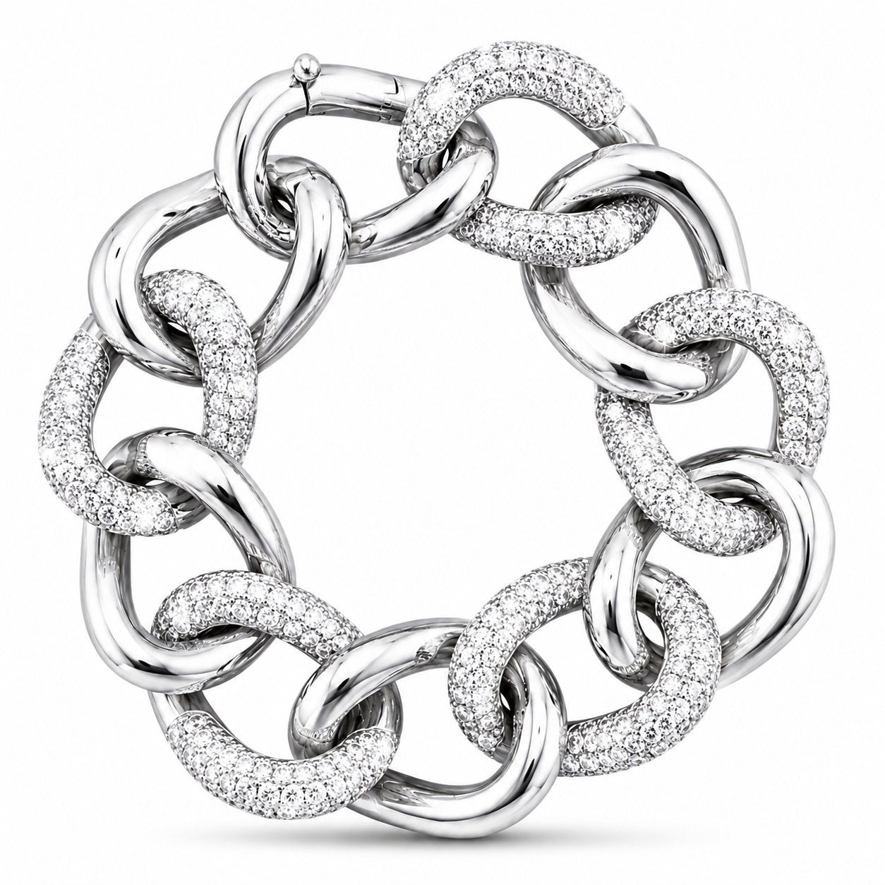 Tiffany & Co. White Gold 22.00ct Diamond Link Bangle Bracelet