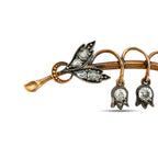 Imperial Russian K. Faberge 56K Rose Gold and Diamond Brooch