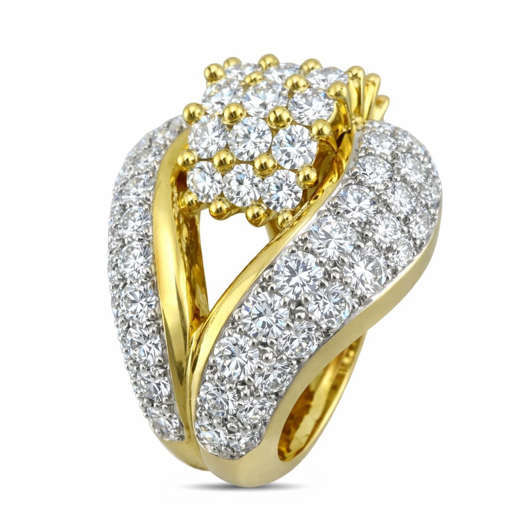 18K Yellow Gold 4.85ct Diamond Cocktail Ring