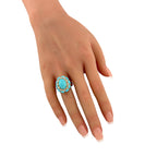 14K Yellow Gold 0.5ct Diamond and Turquoise Ring