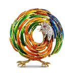 18K Yellow Gold Enamel Ruby and 0.11ct Diamond Rooster Brooch