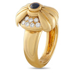 Boucheron 18K Yellow Gold 0.4ct Diamond and Sapphire Ring Circa 1970