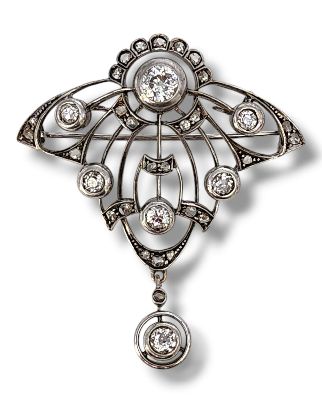 Antique 19th Century Gold and Diamonds Women's Brooch