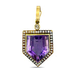 14K Yellow Gold Amethyst and 0.75ct Diamond Pendant