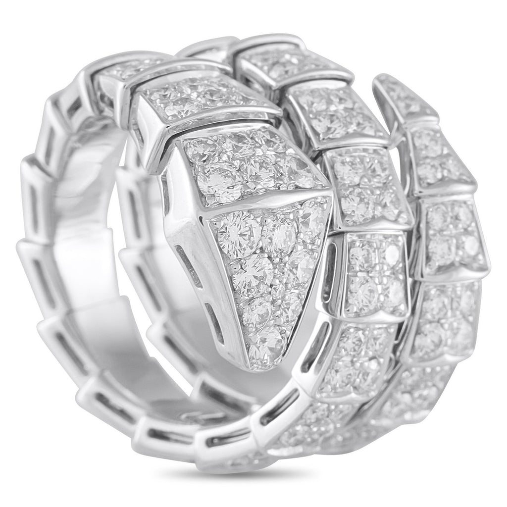 18K Bvlgari Serpenti Viper 18K White Gold 2.77ct Diamond Ring