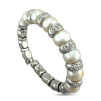 18K White Gold Italian 1.8ct Diamond and Natural Pearl Bracelet