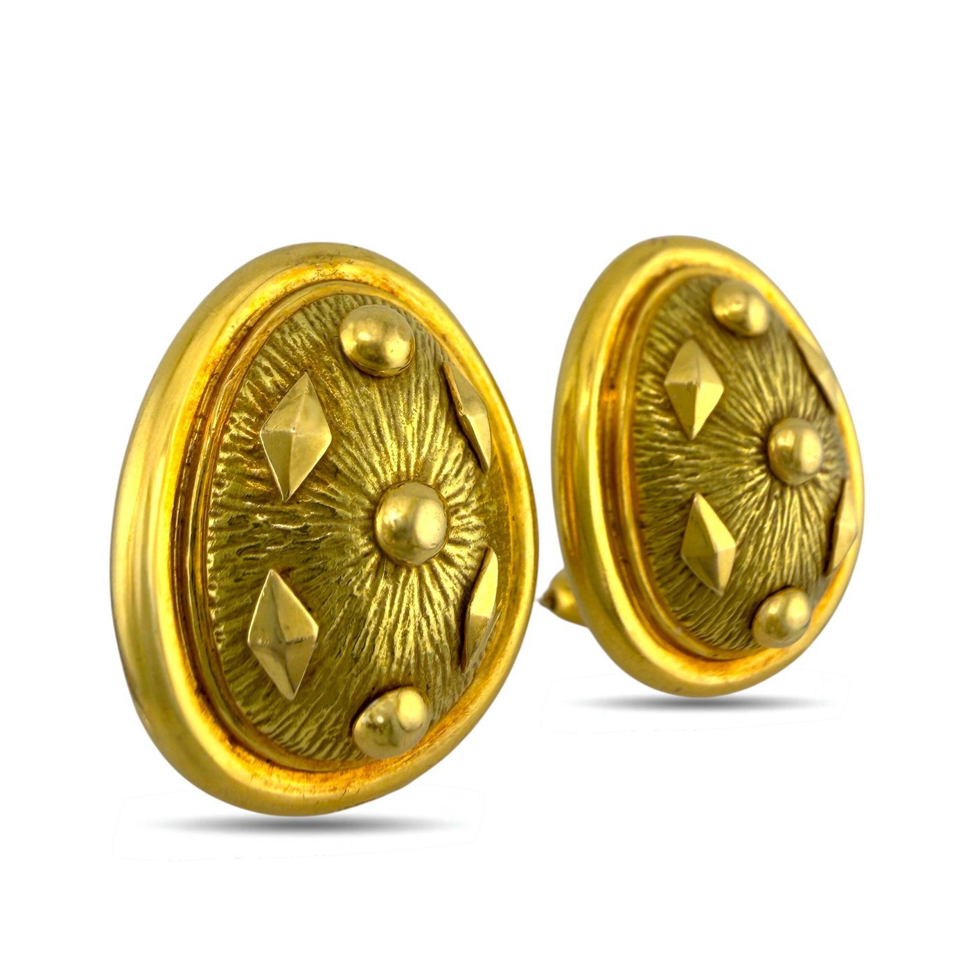 18K Yellow Gold Tiffany and Co. Schlumberger Studios Oval Earrings