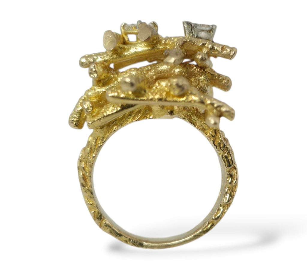 Large 14K Yellow Gold and 0.56ct Diamond Ring
