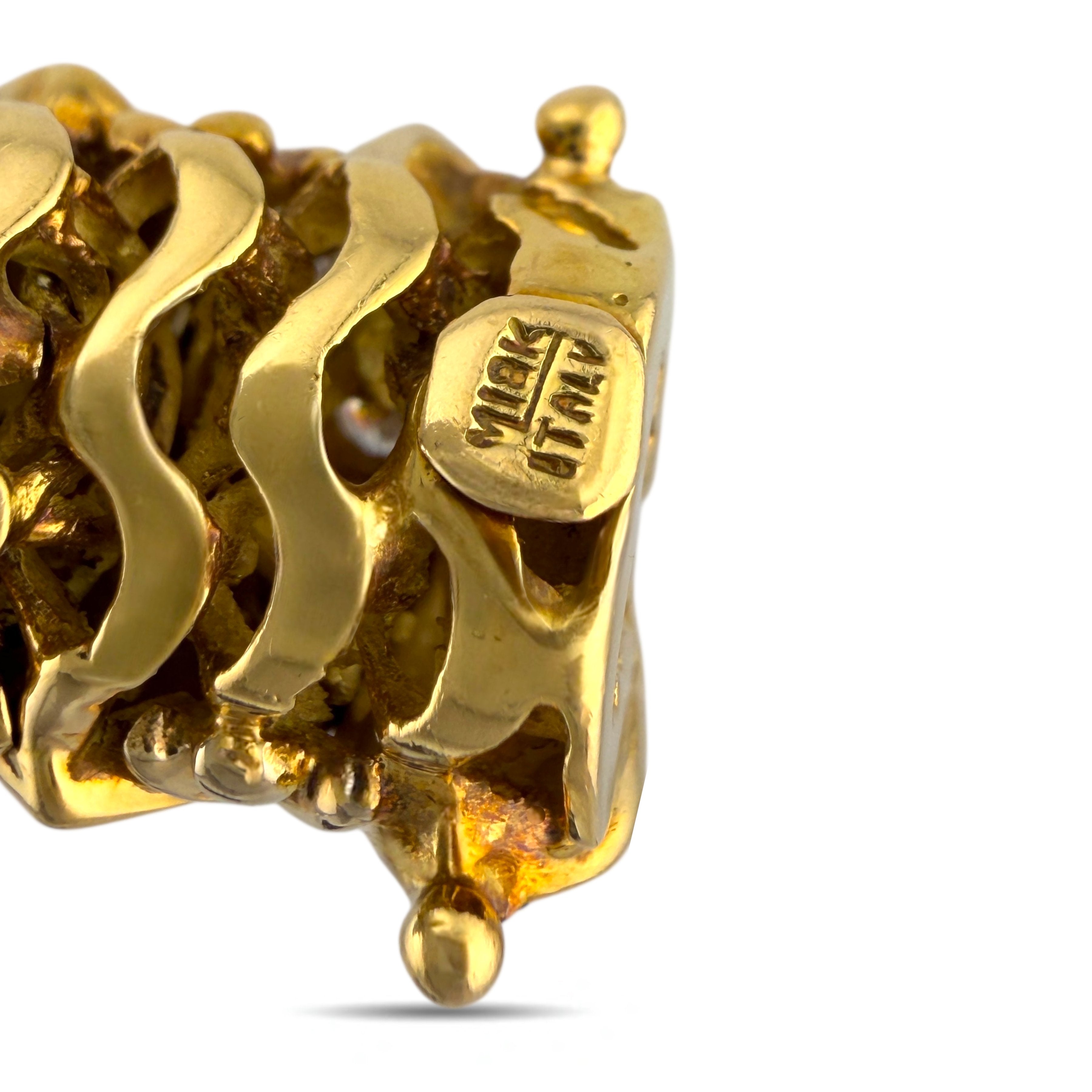 Italian 18K Yellow Gold 2.7ct Diamond, Blue and Tan Enameled Bracelet