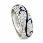 Hidalgo 18K White Gold 0.40ct Diamond and Blue Enamel Band Ring -  0.40ct. tw. Diamond (Natural)  - Hidalgo