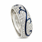 Hidalgo 18K White Gold 0.4ct Diamond and Blue Enamel Band Ring