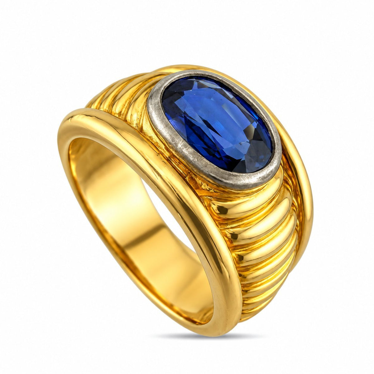 14K Yellow Gold Vintage Oval 1.20ct Sapphire Ring