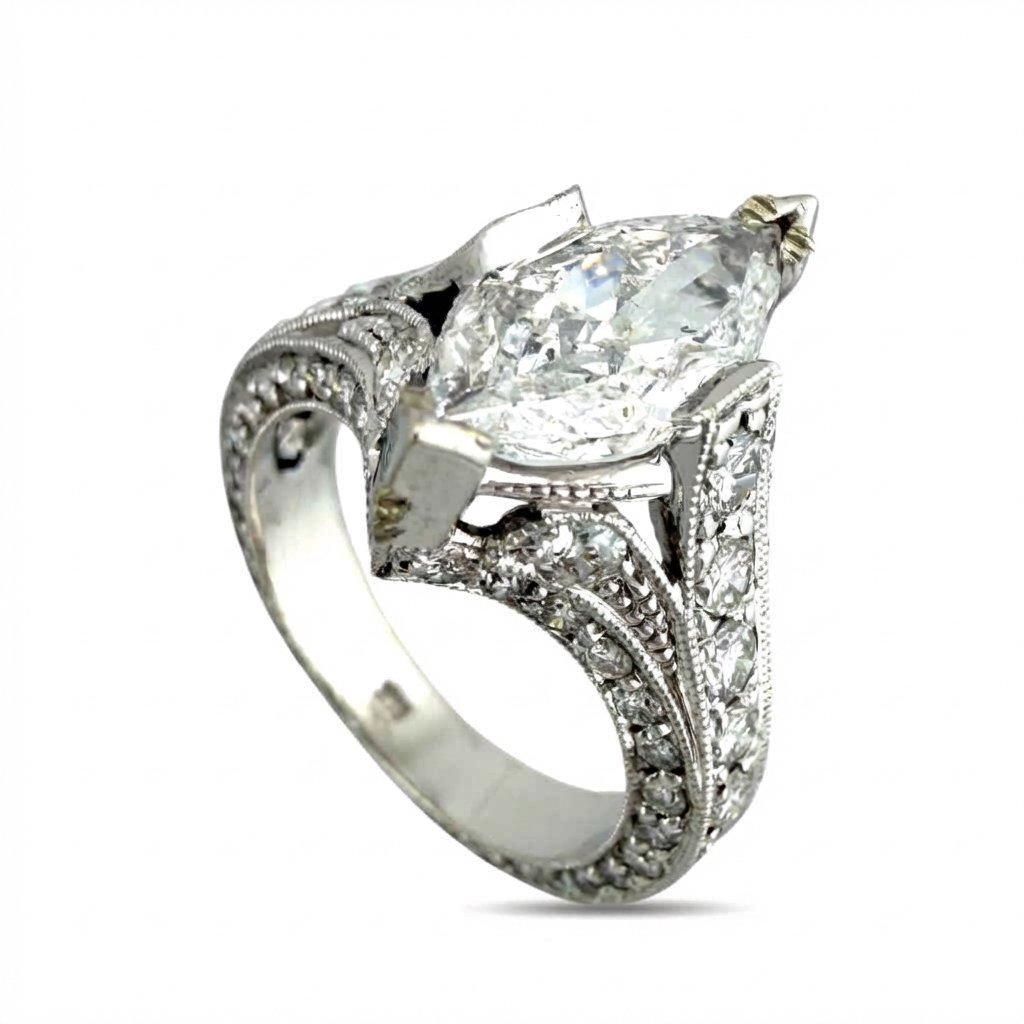 14K White Gold 5.35ct Diamond Engagement Ring