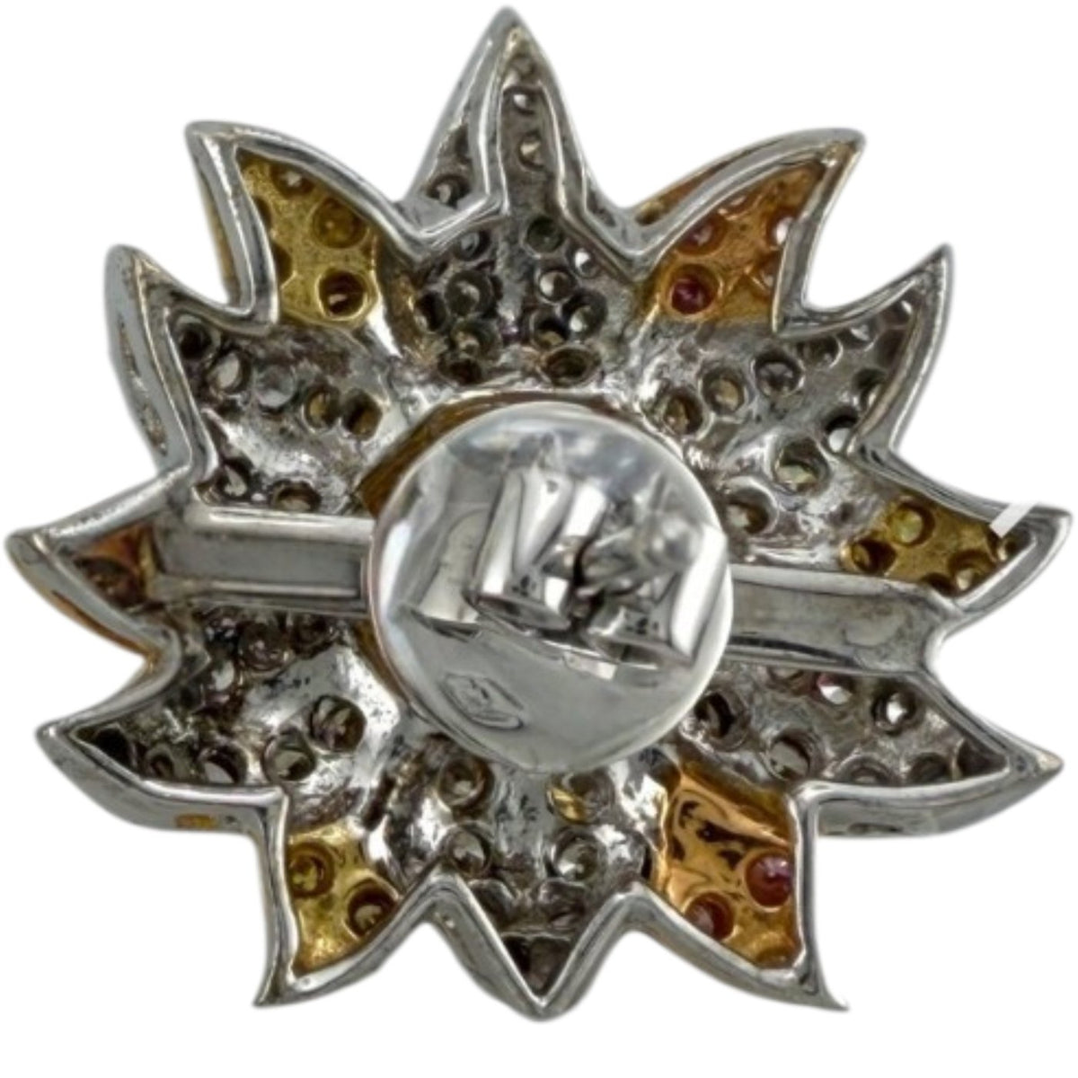 Star-shaped earring backing with round post and gold-toned interior details