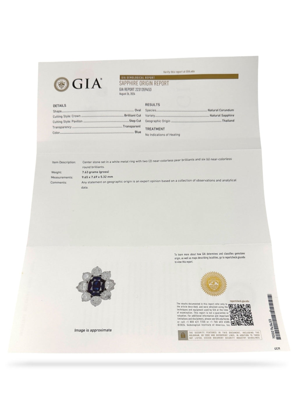 GIA Certified 14K White Gold 3ct Sapphire and 4.7ct Diamond Ring