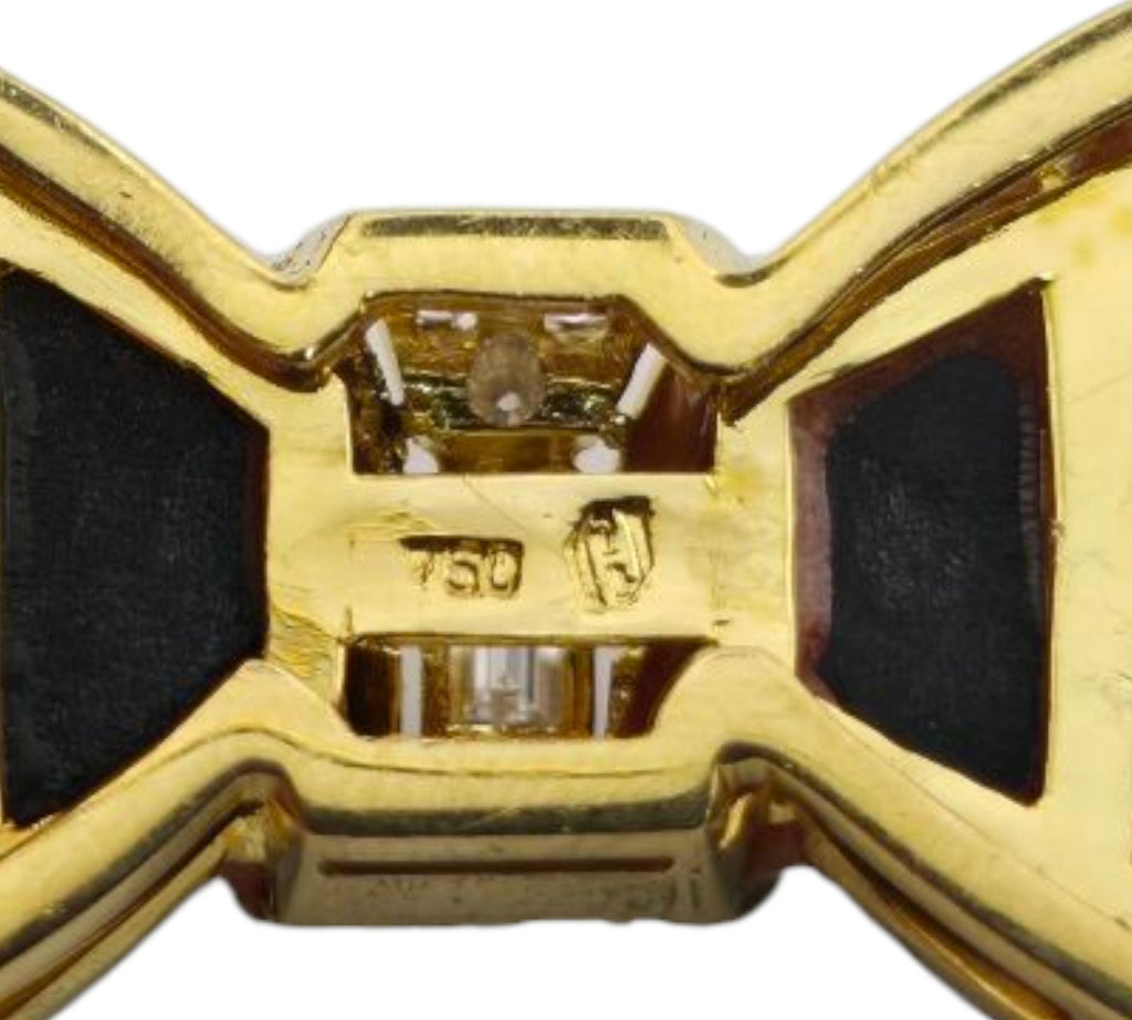 18K Yellow Gold Bow Brooch with 2.1ct Diamonds