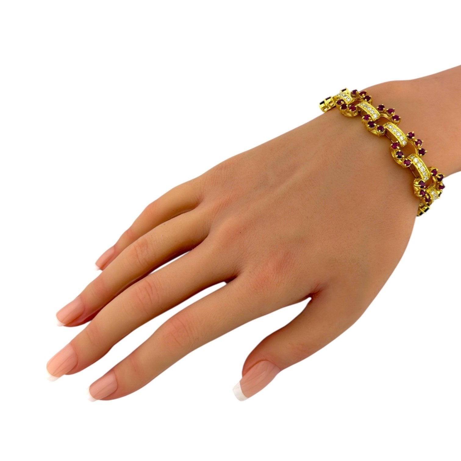 18K Yellow Gold 2ct Diamond and Ruby Bracelet