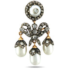 Faberge Imperial Russian Natural Pearl and 2ct Diamond Earrings