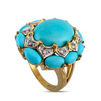 14K Yellow Gold 0.5ct Diamond and Turquoise Ring