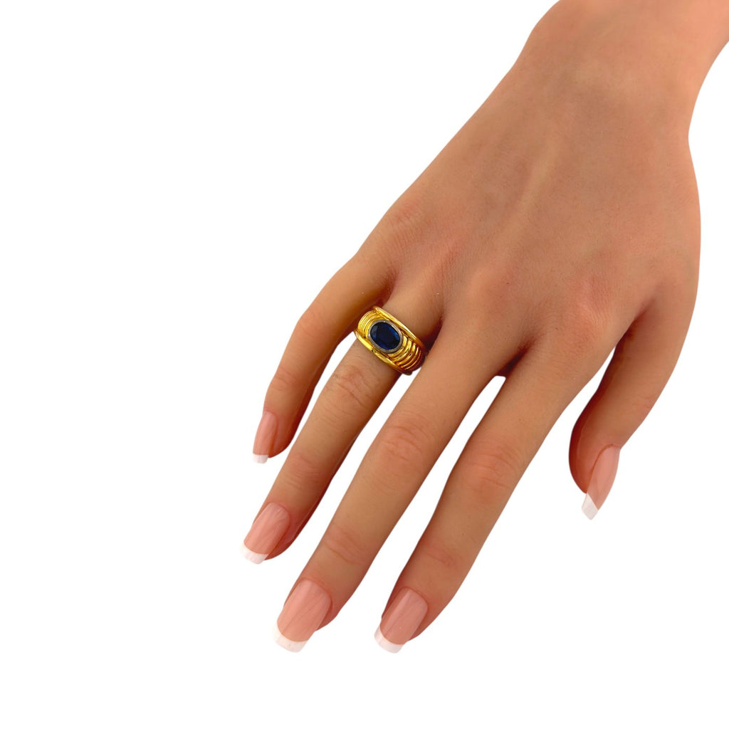 18K Yellow Gold Blue 1.50ct Sapphire Ring, Yellow gold -  1.50ct. tw. Sapphire