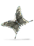 18K Yellow Gold Large Butterfly Brooch with Diamonds, Opals and Ruby Eyes Signed Art Deco