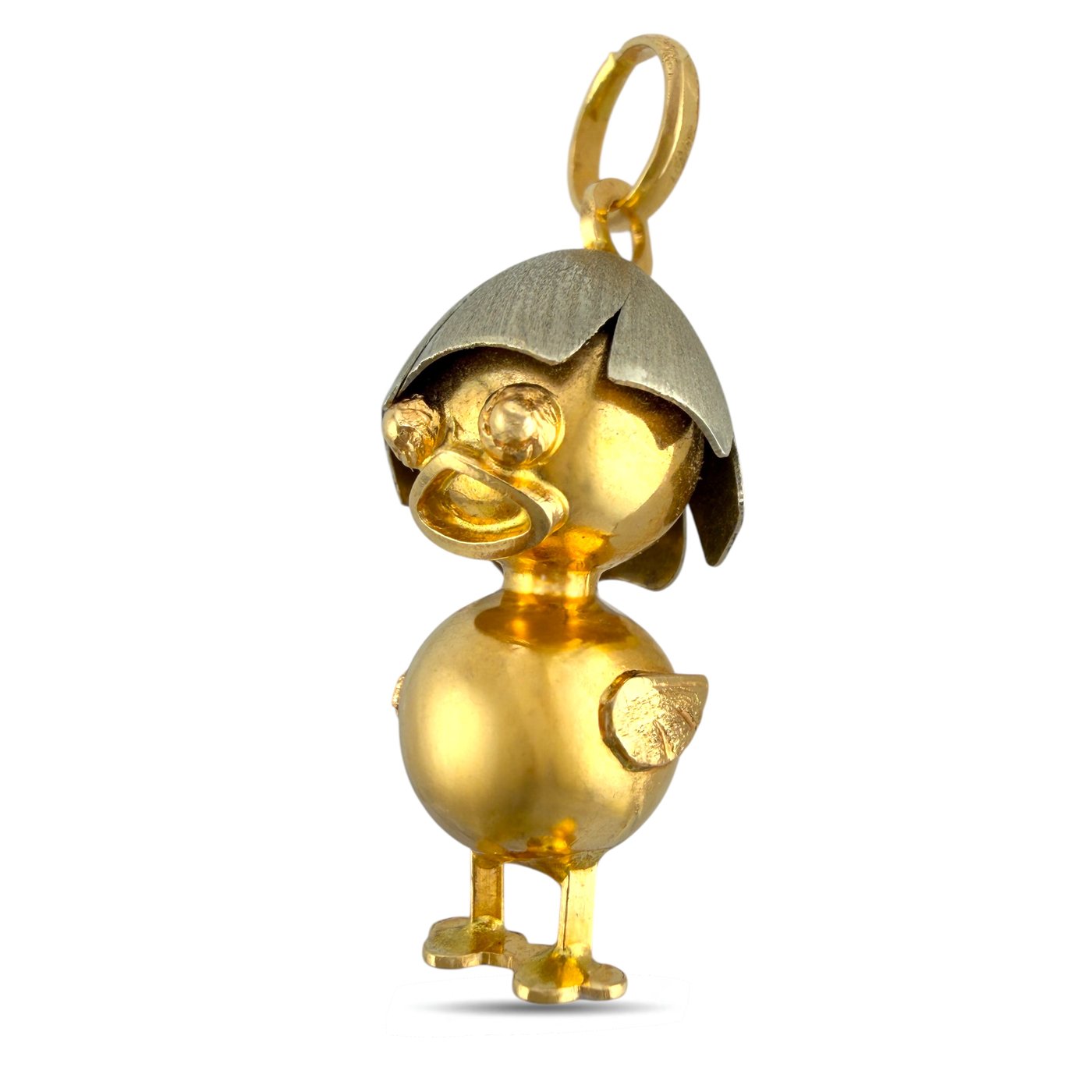 18K Yellow Gold Duck with Helmet Pendant