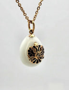 K. Faberge Russian Antique Gold Diamond & Blue Enamel Egg Pendant 1890s