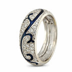 Hidalgo 18K White Gold 0.4ct Diamond and Blue Enamel Band Ring