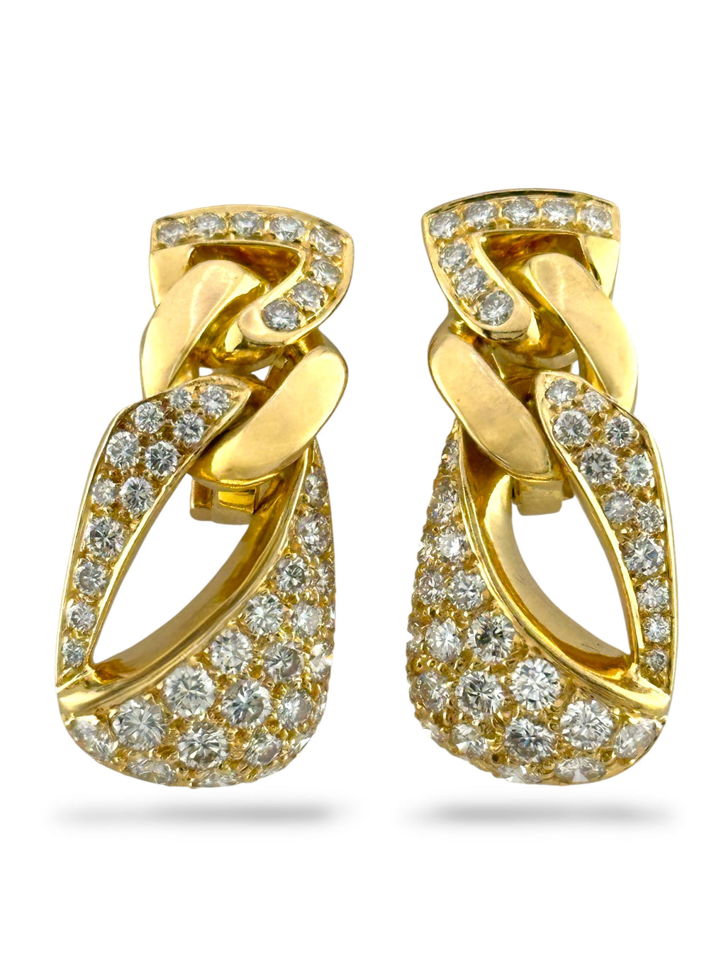 Italian 18K Yellow Gold 3.68ct Diamond Earrings