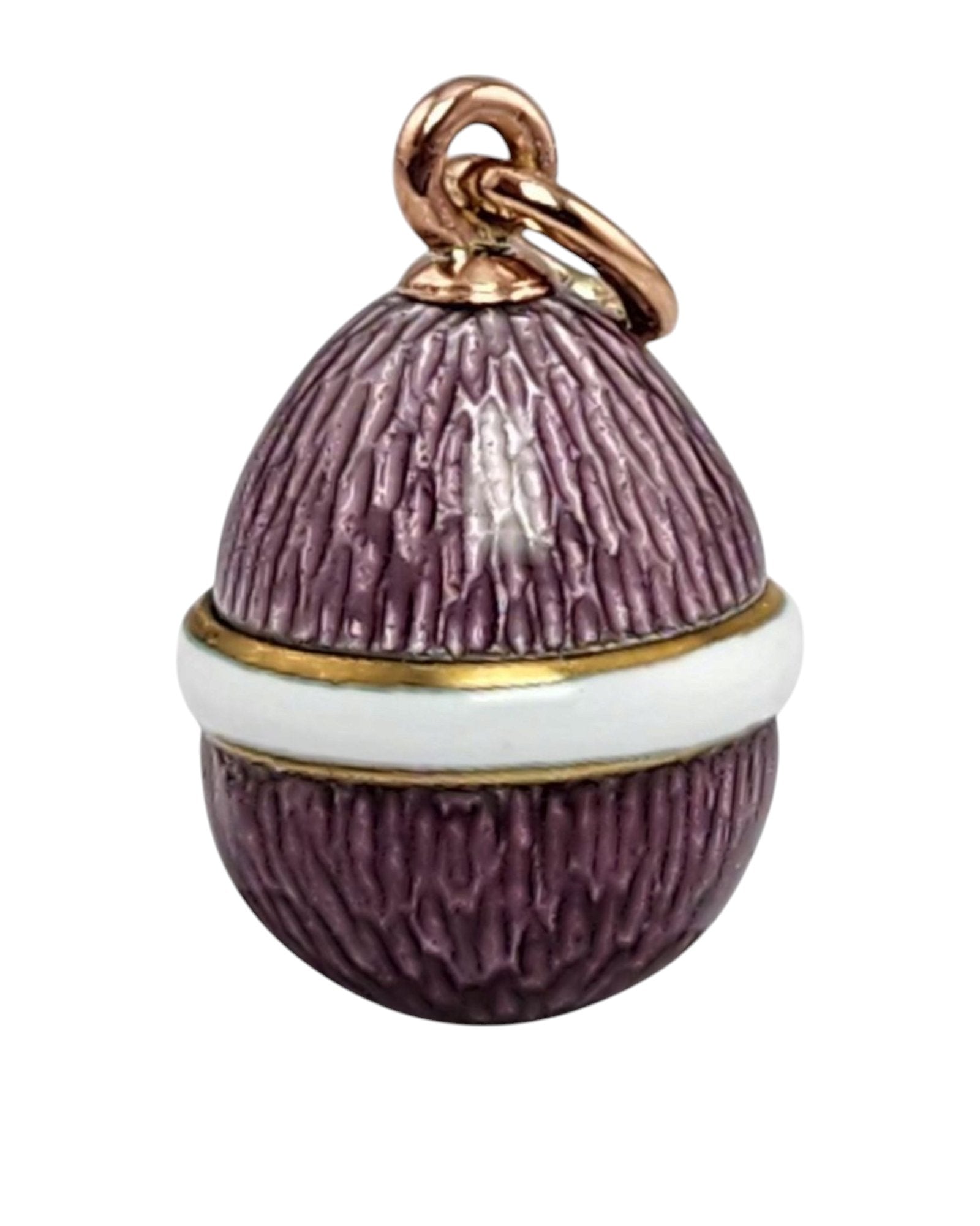 K. Faberge Jeweled 56K Gold and Enamel Egg Pendant Rare Design