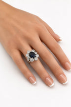 18k Gold 3.0ct  Sapphire and 5.0ct  Diamond Women's Ring