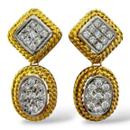 14K Yellow Gold 1ct Diamond Dangle Earrings