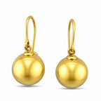 18K yellow gold dangle ball earrings featuring two round polished spheres