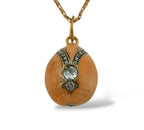 Imperial Russian Period 56K Gold Enamel and Diamond Egg Pendant