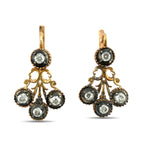 K. Faberge Imperial Russian 14K (56K) Rose Gold 1.36ct Diamond Earrings