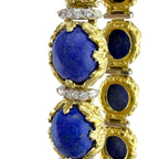 French 18K Yellow Gold Lapis Lazuli and 2.2ct Diamond Bracelet
