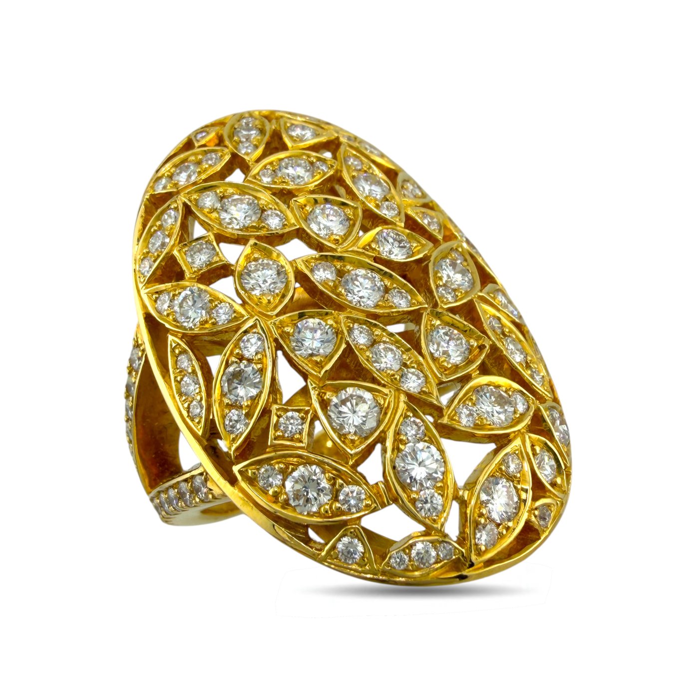 18K Yellow Gold 4.00ct Diamond Statement Ring