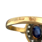 14K Rose Gold Imperial Faberge Russian 0.72ct Sapphire and 0.72ct Diamond Ring