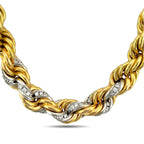 18K Yellow Gold Interwoven Rope Design 1.5ct Diamond Necklace