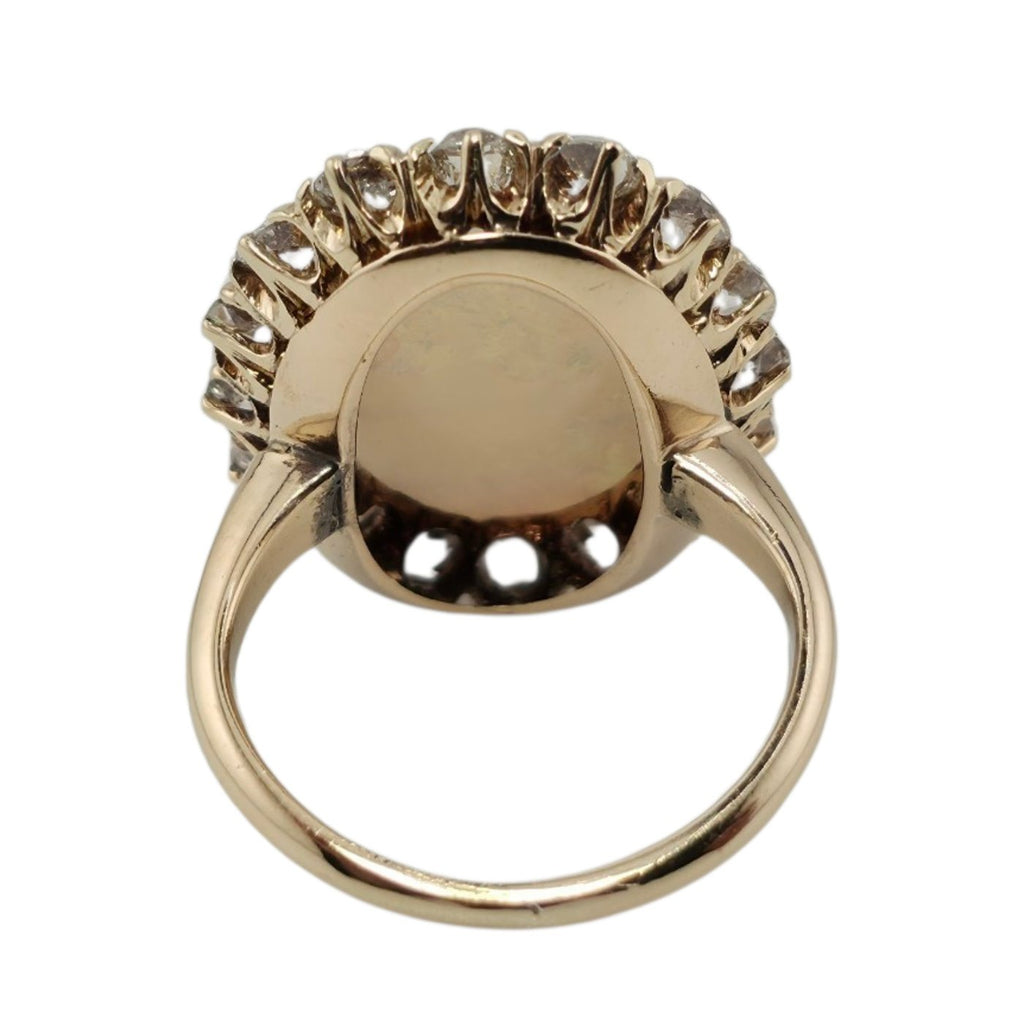 14K Yellow Gold Opal and 2.0ct Diamond Ring