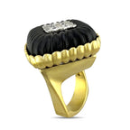 14K Yellow Gold 0.4ct Diamond and Onyx Statement Ring