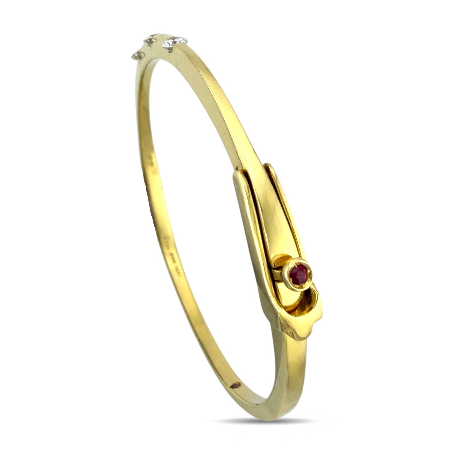 Roberto Coin - 18 kt. Yellow gold,  Roberto Coin 18K Yellow Gold 0.45ct Diamond and Ruby Hinged  0.45ct. tw. Diamond (Natural)