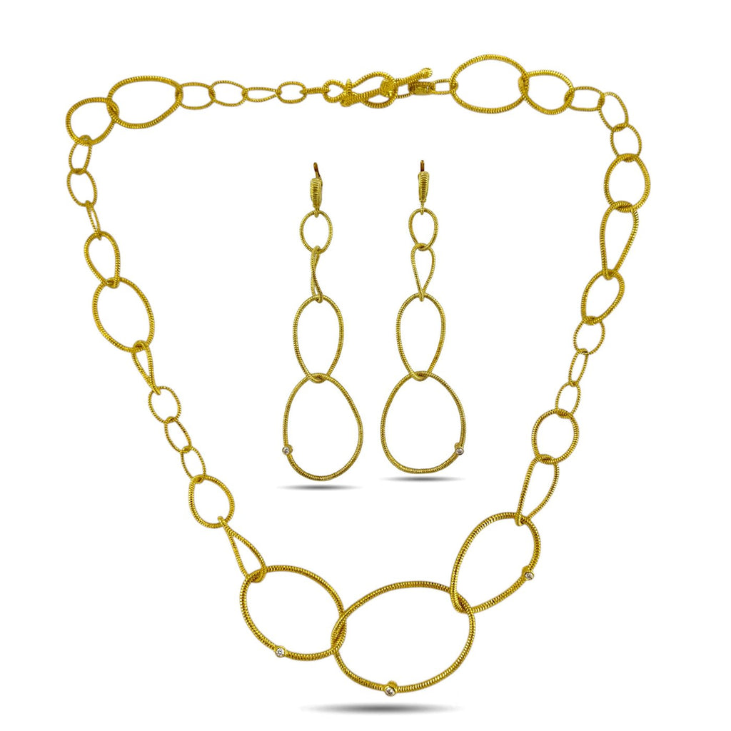 Judith Ripka 18K Yellow Gold 0.25ct Diamond Necklace and Earrings Set
