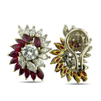 18K White and Yellow Gold 3.2ct Diamond and 1.8ct Ruby Earrings