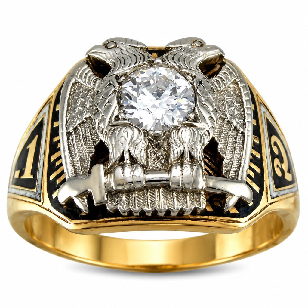 Royal Secret Masonic Ring With a Double Headed Eagle 7th and 32nd Degree