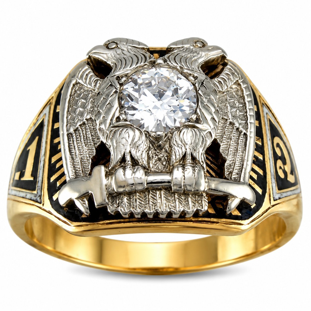 Royal Secret Masonic Ring With a Double Headed Eagle 7th and 32nd Degree